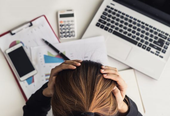 Stressed woman at work