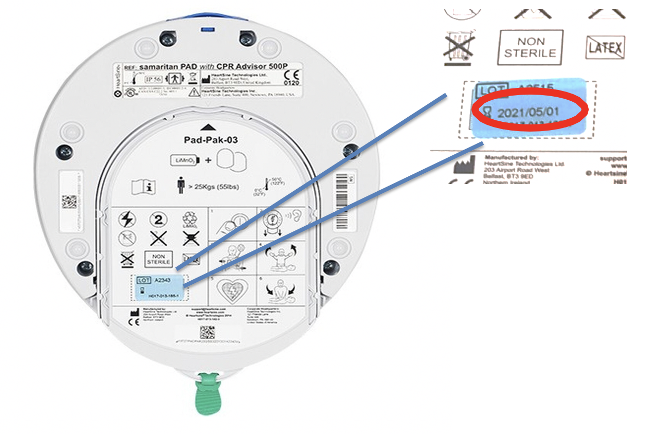 Battery expiry date on HTM Medico AED