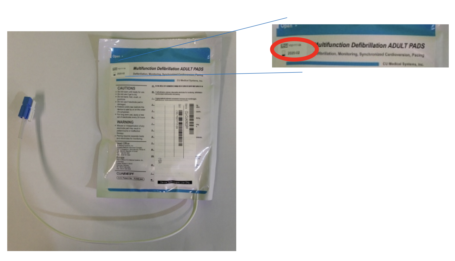 Expiry date on CU Medical Systems AED