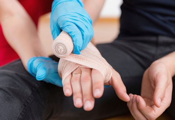 Person learning first aid