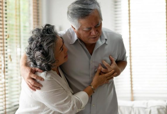 Elderly man having chest pains